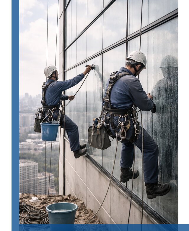 Профессиональная мойка фасадных окон альпинистами в Владикавказе