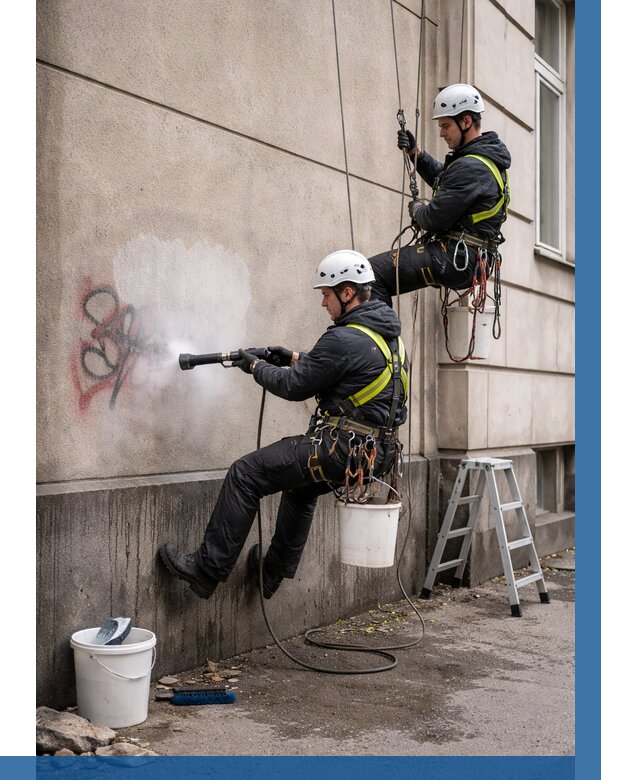 Удаление граффити с фасада в Владикавказе от 4639 р. | ВЫСОТНИК-Вкз