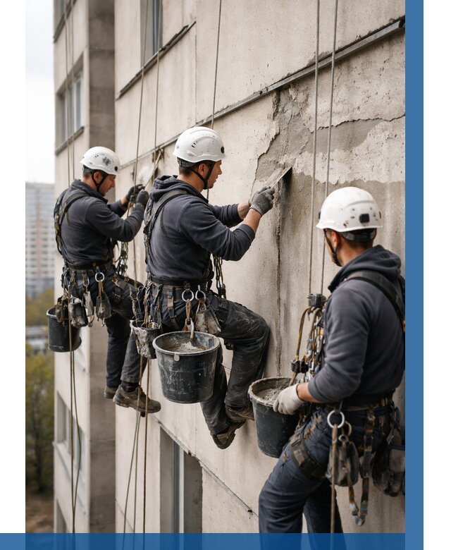 Ремонт бетонных элементов фасада в Владикавказе от 2577 р. | ВЫСОТНИК-Вкз