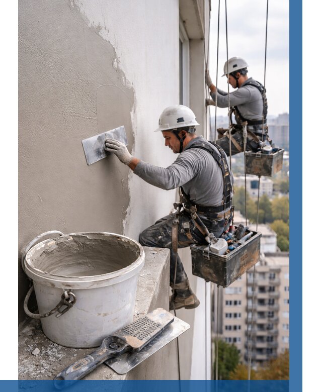 Шпаклевка фасада на высоте в Владикавказе от 722 р. | ВЫСОТНИК-Вкз