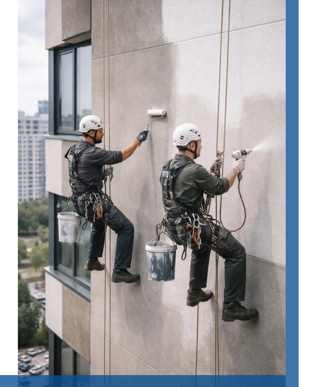 Покраска фасада альпинистами в Владикавказе от 309 р. | ВЫСОТНИК-Вкз