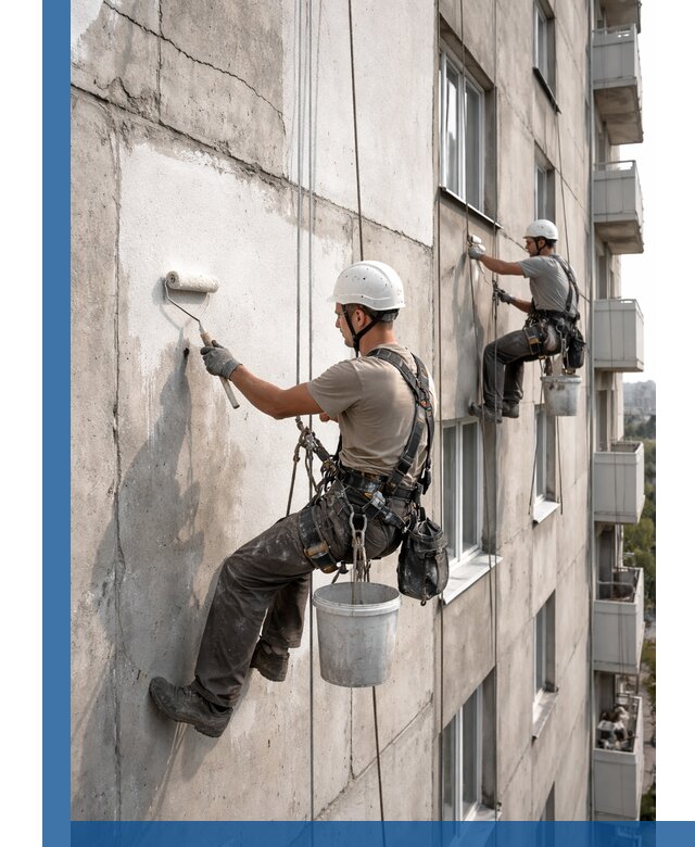 Покраска бетонного фасада в Владикавказе для жилых и промышленных объектов