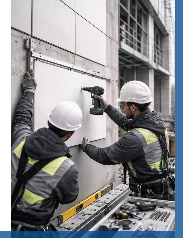 Монтаж композитных панелей фасада в Владикавказе от 2577 р. | ВЫСОТНИК-Вкз