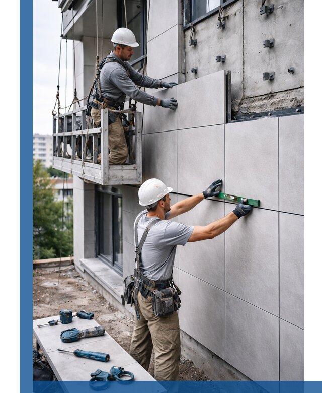 Монтаж керамогранита на фасад в Владикавказе под ключ с гарантией качества