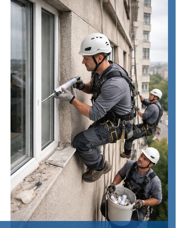 Герметизация оконных швов снаружи в Владикавказе от 1546 р. | ВЫСОТНИК-Вкз