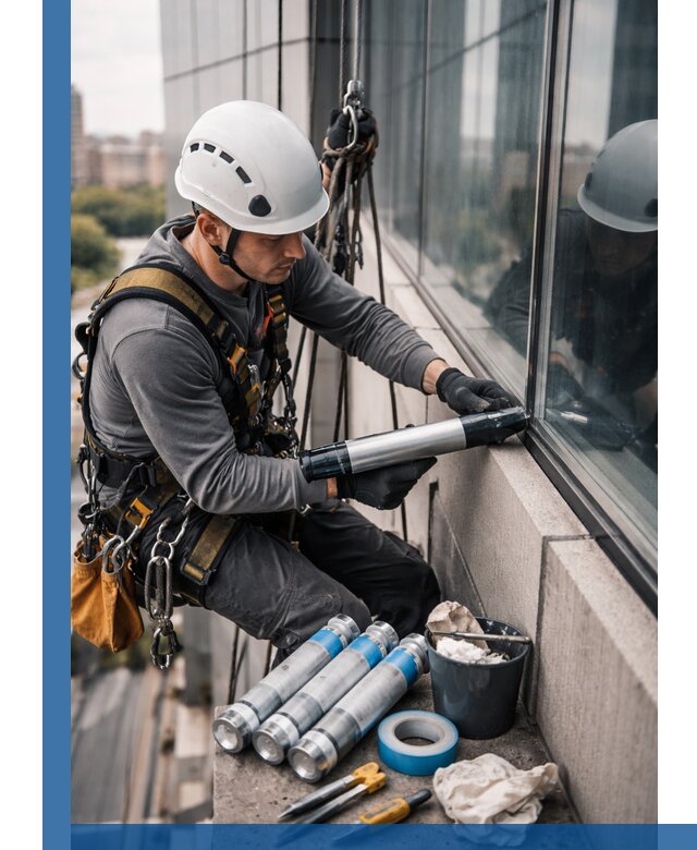 Герметизация стыков витража в Владикавказе для герметичных фасадов