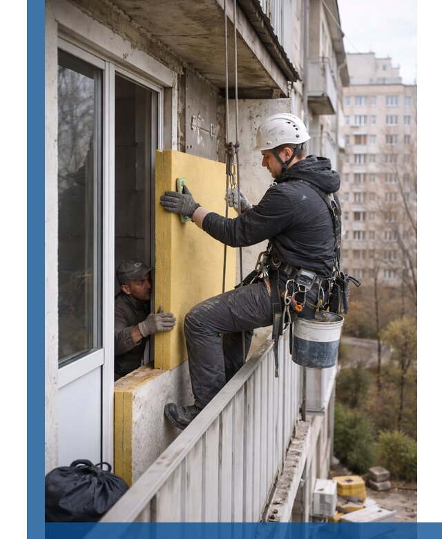 Профессиональное утепление балкона снаружи в Владикавказе под ключ