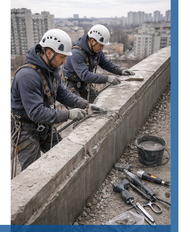 Ремонт парапета на кровле в Владикавказе от 1546 р. | ВЫСОТНИК-Вкз