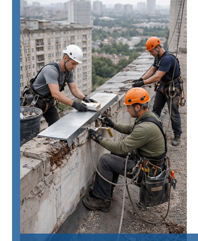 Ремонт парапета на кровле в Владикавказе, высотные работы с гарантией