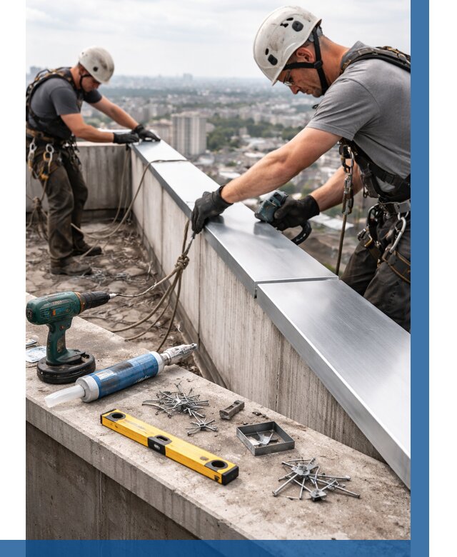 Монтаж парапетных крышек в Владикавказе от 825 р. | ВЫСОТНИК-Вкз