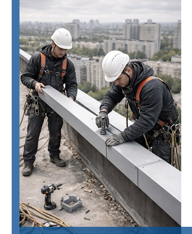 Монтаж парапетных крышек и ограждений кровли в Владикавказе