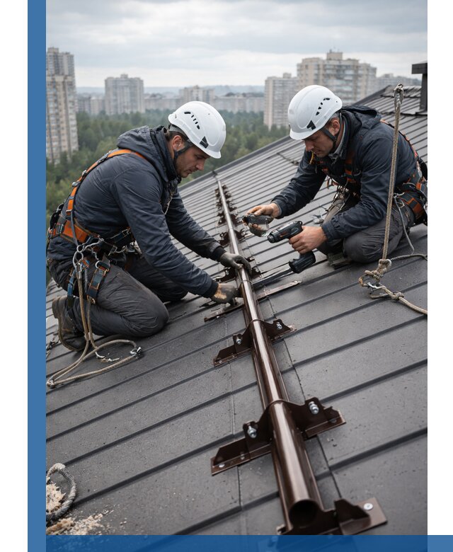 Монтаж снегозадержателей на кровле зданий в Владикавказе под ключ