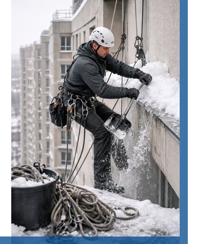 Очистка карнизов от снега в Владикавказе от 309 р. | ВЫСОТНИК-Вкз