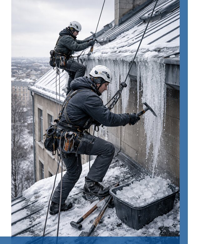 Удаление наледи с кровли в Владикавказе от 5669 р. | ВЫСОТНИК-Вкз