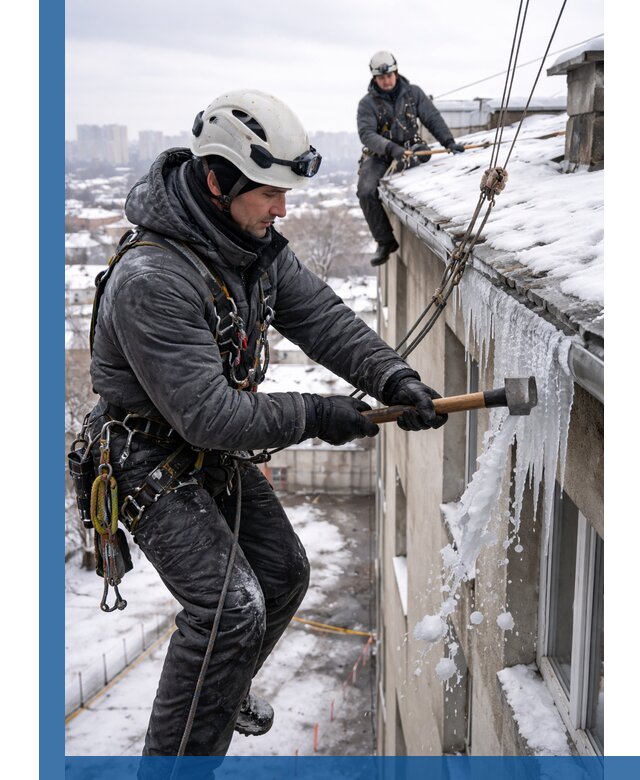 Сбивание и удаление сосулек с крыши в Владикавказе безопасно