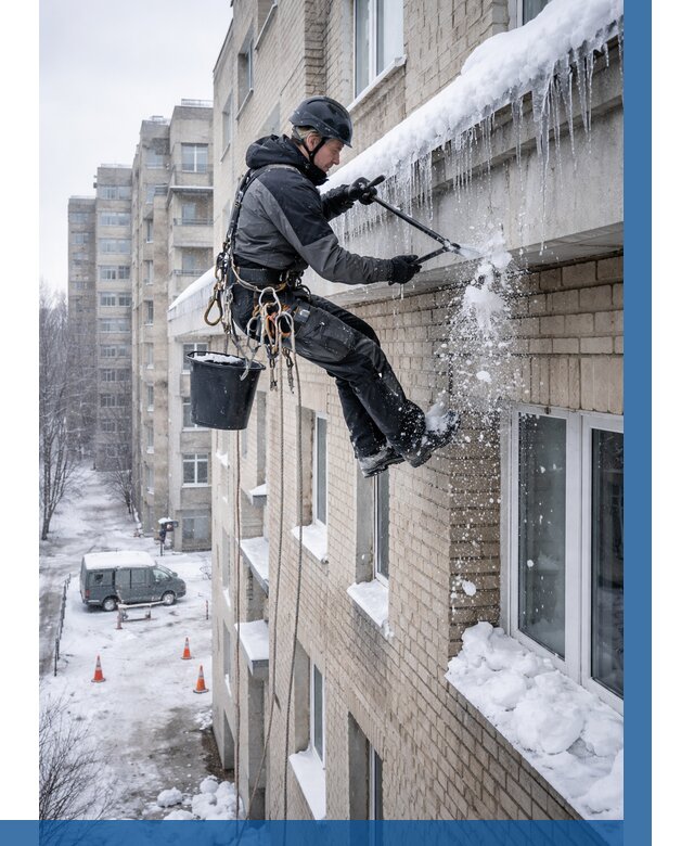 Удаление наледи с карнизов в Владикавказе от 361 р. | ВЫСОТНИК-Вкз