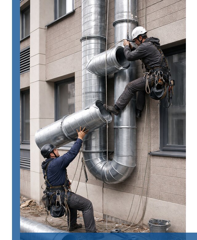 Монтаж фасадных воздуховодов в Владикавказе с герметизацией и крепежом