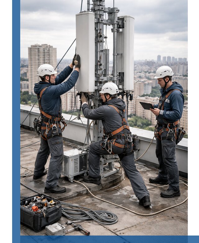 Монтаж антенн связи на крыше в Владикавказе с вводом в эксплуатацию