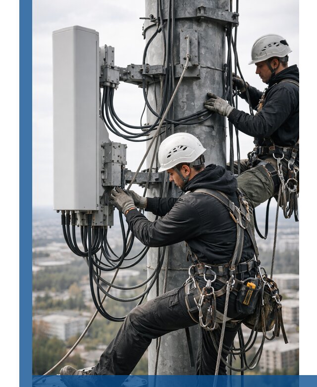 Монтаж оборудования связи на мачте в Владикавказе с пусконаладкой