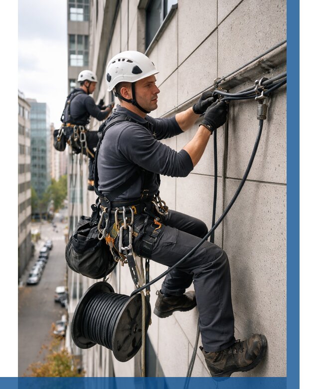 Прокладка кабеля по фасаду в Владикавказе от 361 р. | ВЫСОТНИК-Вкз