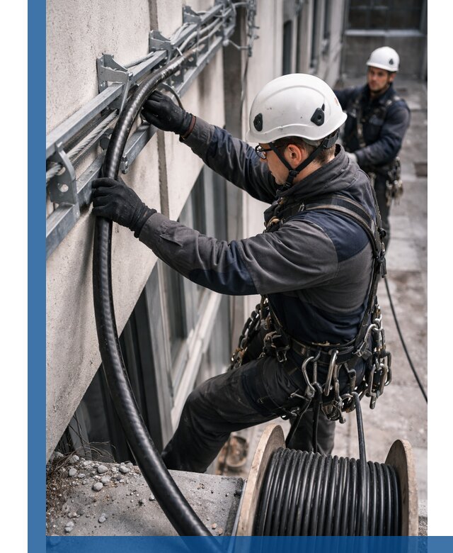 Протяжка кабеля питания на высоте в Владикавказе с гарантией безопасности и качества