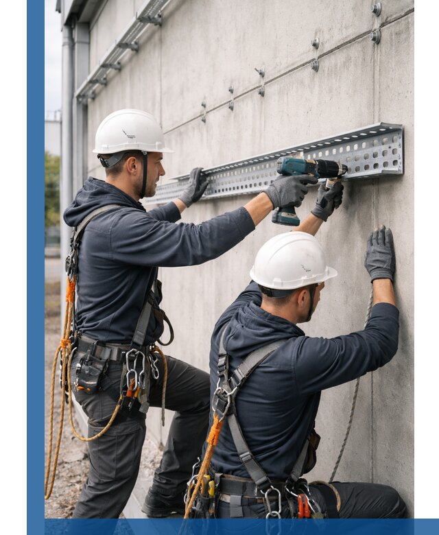 Монтаж кабельных лотков на фасаде зданий в Владикавказе с гарантией