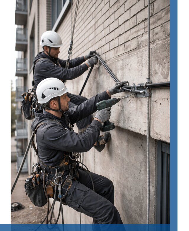 Крепление кабеля на фасаде в Владикавказе от 361 р. | ВЫСОТНИК-Вкз