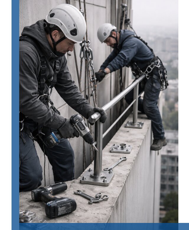 Монтаж перил на высоте в Владикавказе для жилых и промобъектов