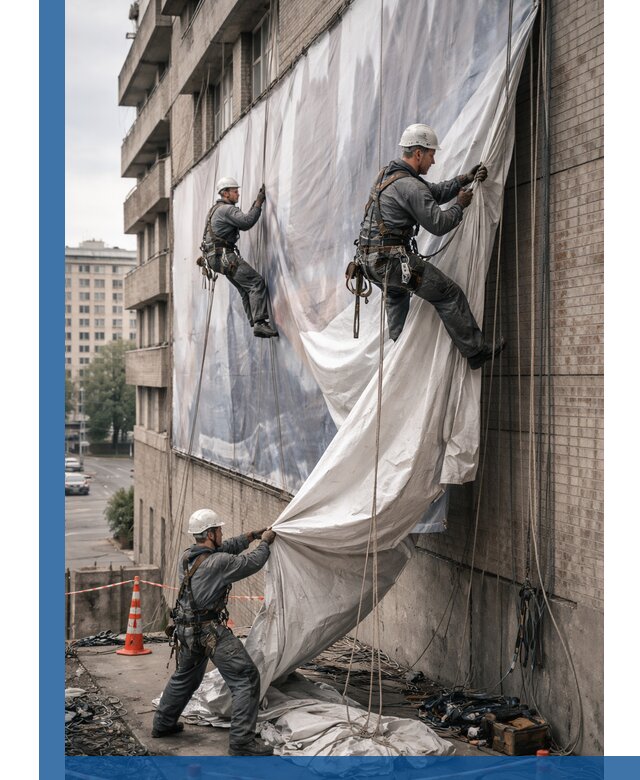 Демонтаж баннеров с фасада в Владикавказе оперативно и безопасно