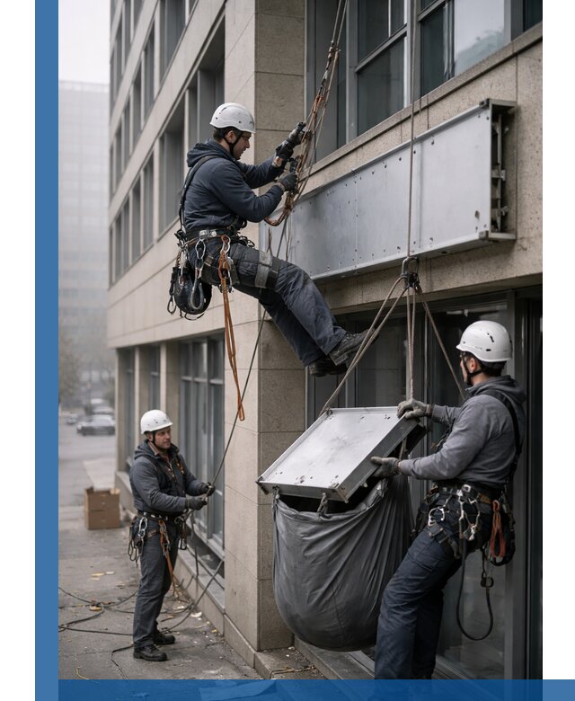 Демонтаж рекламной вывески с высотными работами в Владикавказе