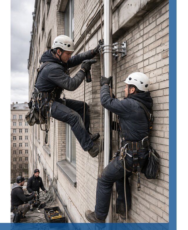 Монтаж флагштока на здании в Владикавказе от 6700 р. | ВЫСОТНИК-Вкз