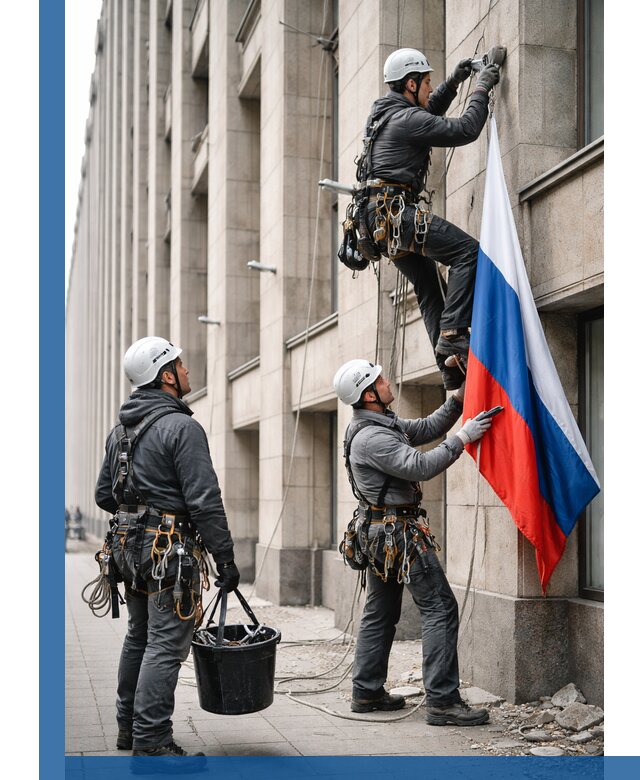 Профессиональная установка флагов на фасаде в Владикавказе