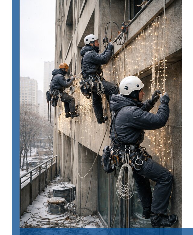 Монтаж новогодней иллюминации и украшение фасадов в Владикавказе