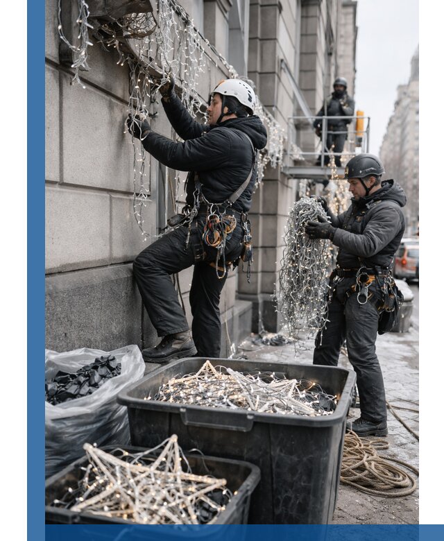 Демонтаж новогоднего оформления и гирлянд в Владикавказе