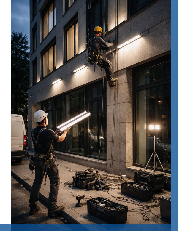 Монтаж архитектурной подсветки здания в Владикавказе от 2577 р.|ВЫСОТНИК-Вкз