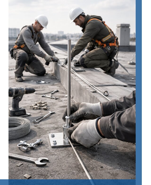 Монтаж молниезащиты на кровле в Владикавказе цена от 25770 р. | ВЫСОТНИК-Вкз