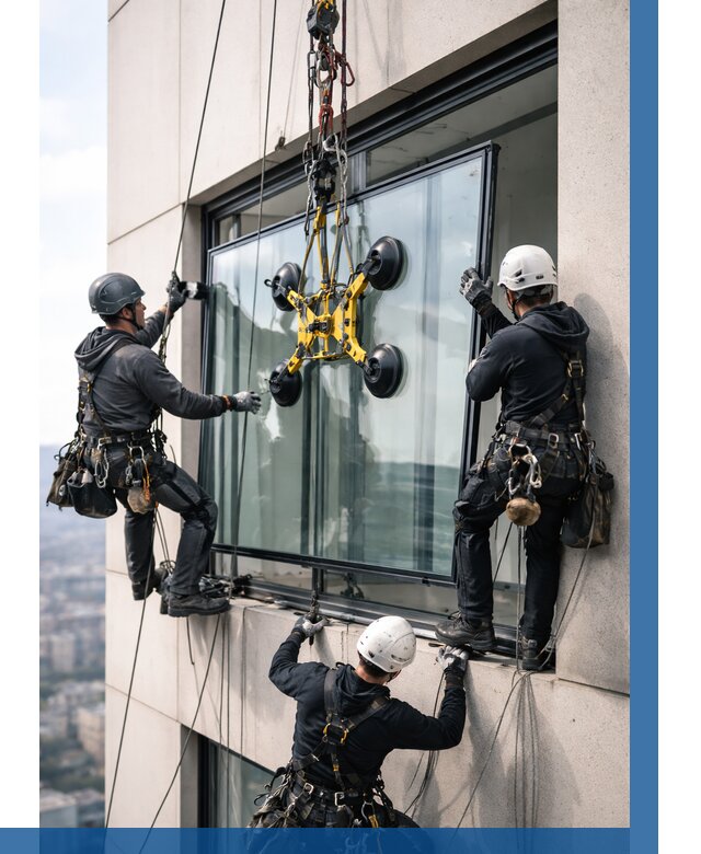 Монтаж стеклопакетов на высоте в Владикавказе от 3299 р. | ВЫСОТНИК-Вкз