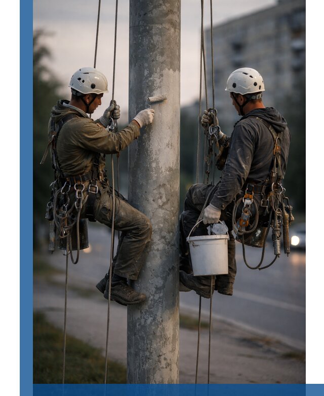 Покраска опор освещения и антикоррозийная защита в Владикавказе