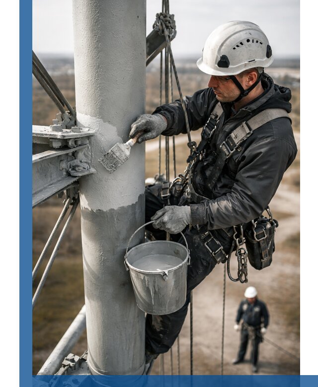 Покраска мачт связи в Владикавказе промышленными альпинистами
