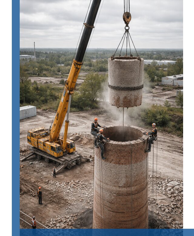 Демонтаж дымовой трубы в Владикавказе с гарантиями безопасности