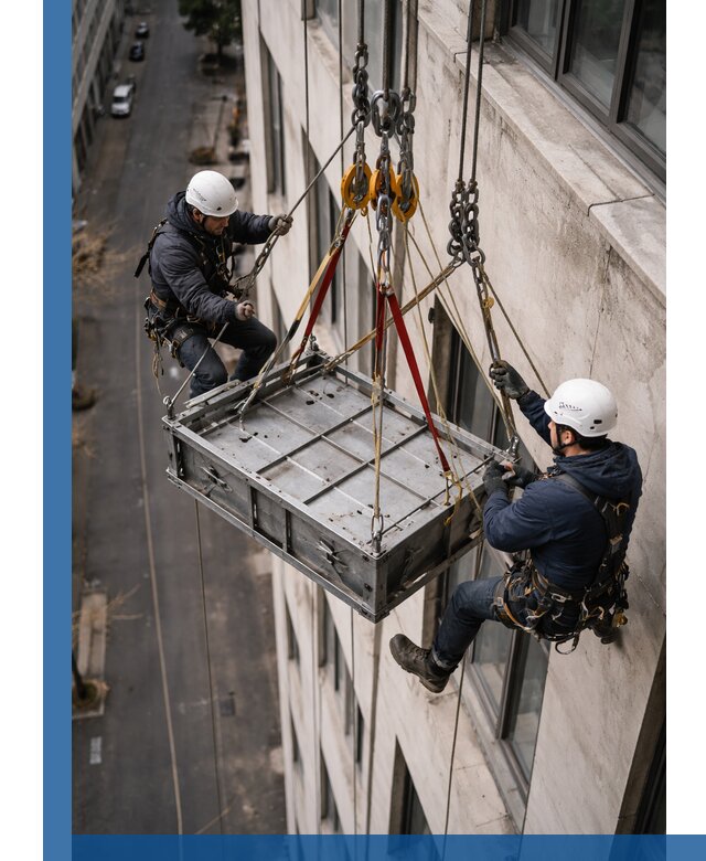 Спуск и подъем грузов по фасаду в Владикавказе для зданий