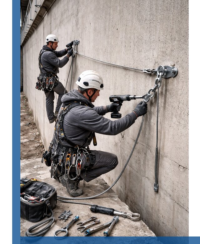 Монтаж анкерных линий высотной безопасности в Владикавказе