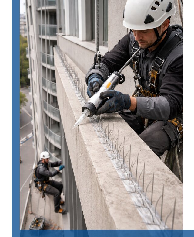 Установка шипов от птиц на фасадах и кровлях в Владикавказе